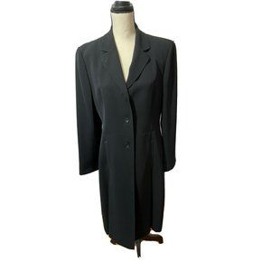 Beautiful Black Long Blazer Size 12 Made In France With Buttons And Pockets
